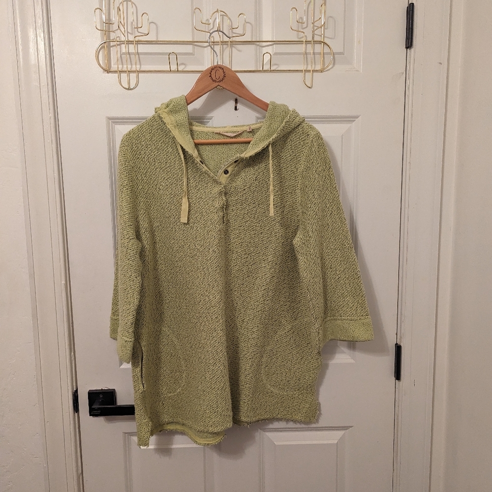 Soft Surroundings Green Knit Hoodie, XL